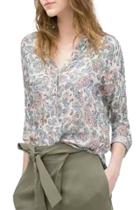 Oasap Chic Print Long Sleeve Collared Button Down Shirt