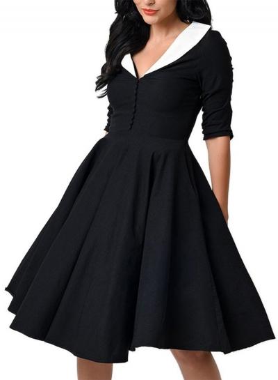 Oasap Fashion Half Sleeve A-line Swing Dress