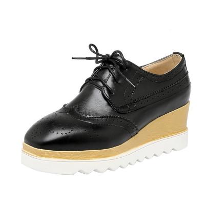 Oasap Wedge Heels Lace Up Brogue Shoes