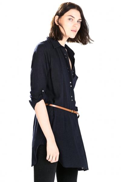 Oasap Refined Linen Mini Shirt Dress