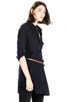 Oasap Refined Linen Mini Shirt Dress