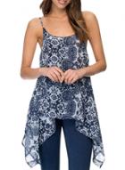 Oasap Women's Spaghetti Strap Backless Floral Print Asymmetrical Hem Top