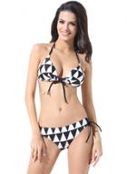 Oasap Women's Geometric Print Halter Two Piece Swimsuit