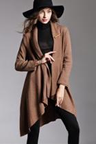 Oasap Chic Solid Shawl Collar Open Front Long Coat