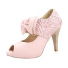 Oasap Stiletto Heels Hollow Out Peep Toe Lace Sandals With Bow