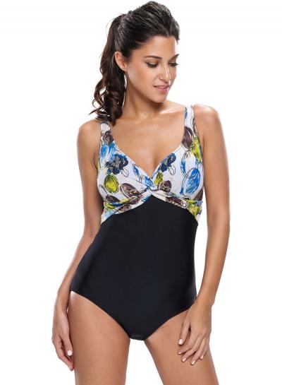 Oasap Twist Print Cami One-piece Swimsuit