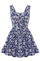 Oasap Sweet Floral Print Bow Mini Dress