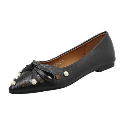 Oasap Rhinestone Pointed Toe Flat Heels Bow Shoes