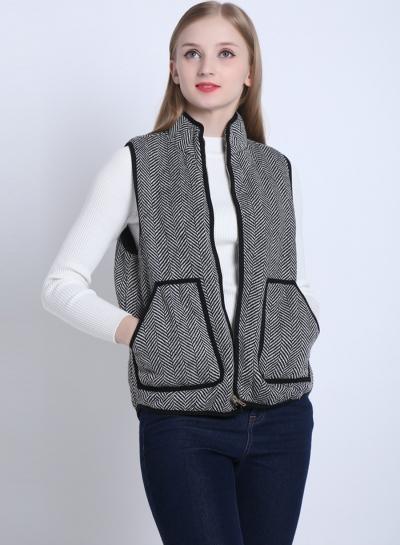 Oasap Stand Collar Sleeveless Cotton Padded Vest