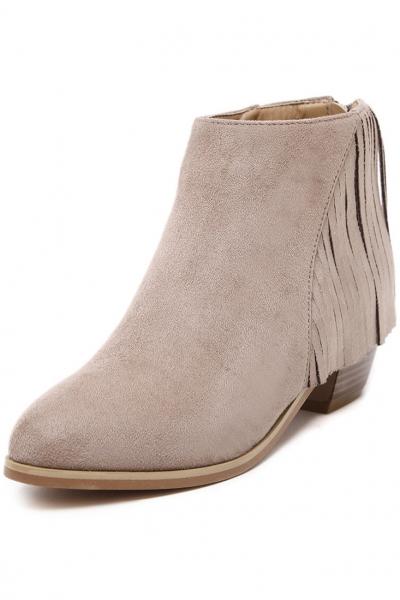 Oasap Fashion Faux Suede Tasseled Ankle Boots