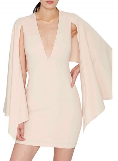 Oasap Women's Fashion Deep V Neck Party Bodycon Cape Dress