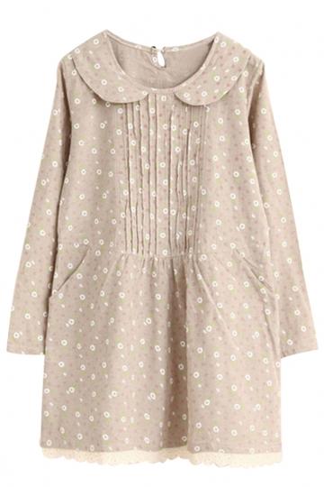 Oasap Sweet Retrofit Peter Pan Collar Graphic Dress