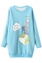 Oasap I Love My Planet Animal Print Sweatshirt