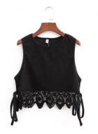 Oasap Lace Trimming Sleeveless Suede Tank