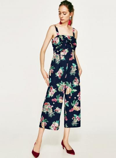 Oasap Sleeveless Backless Printed Wide Leg Jumpsuit