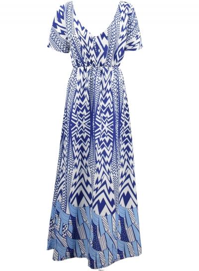 Oasap Women's Fashion Color Block Chevron Maxi Dress