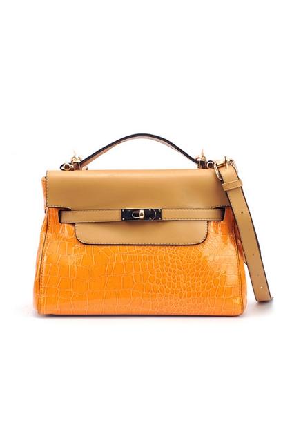 Oasap Crocodile Pattern Color Block Shoulder Bag
