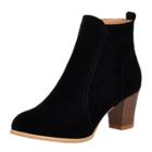 Oasap Solid Color Block Heels Side Zipper Ankle Boots