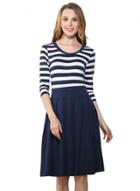 Oasap 3/4 Sleeve Contrast Stripe A-line Dress