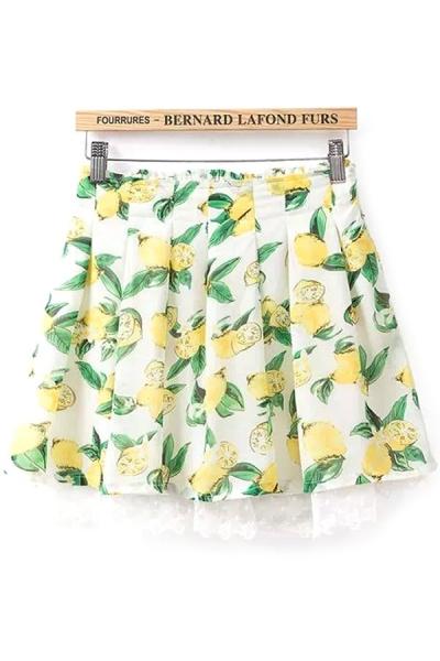 Oasap Fresh Lemon Pleated Skirt