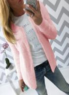 Oasap Solid Color Long Sleeve Open Front Sweater Coat