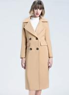 Oasap Turn Down Collar Double Breated Slim Fit Long Coat