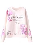 Oasap Which You Blush Floral Sweatshirt