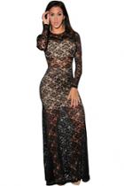 Oasap Nude Illusion Sexy Lace Evening Dress