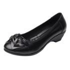 Oasap Solid Color Height Increasing Low Heels Bow Shoes