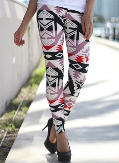 Oasap Fashion Geometric Printed Skinny Sports Leggings