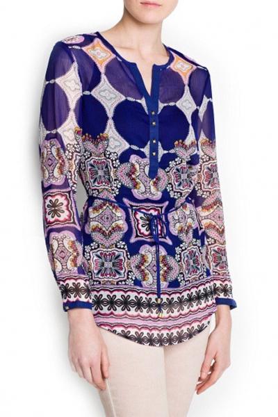 Oasap Tribal Geo Print Rayon Blouse