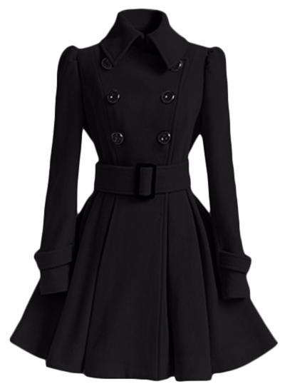 Oasap Fashion Long Sleeve Double Breasted Trench Coat