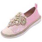 Oasap Round Toe Slip-on Pearls Flat Loafers Shoes