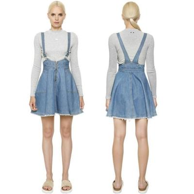 Oasap Women's Casual Solid Color Mini Denim Suspender Skirt