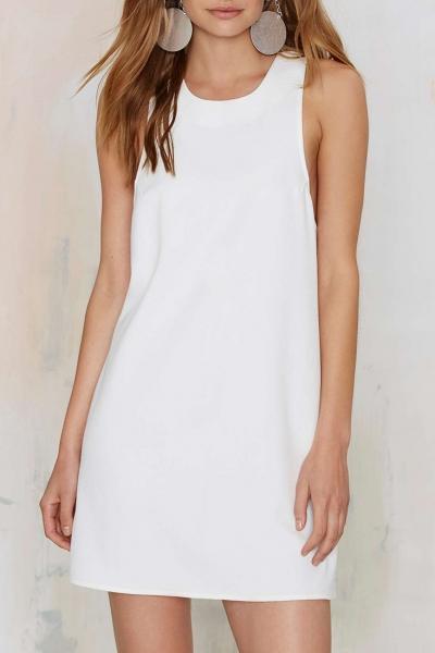 Oasap Chic Hollow Out Lace-up Back Sleeveless Shift Dress