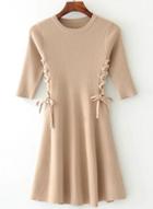 Oasap Lace-up Side A-line Knit Dress