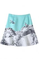 Oasap Fashion Printing Flounce Hem A-line Skirt