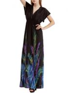 Oasap Women's Fashion V-neck Short Sleeve High Waist Print Prom Maxi Dress