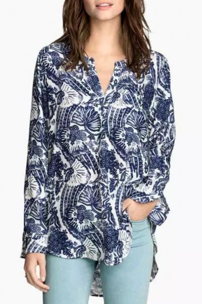 Oasap National Wind High Low Design Blouse