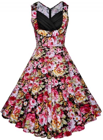 Oasap V Neck Sleeveless Floral Printed Day Dresses