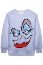 Oasap Naughty Cartoon Print White Sweatshirt