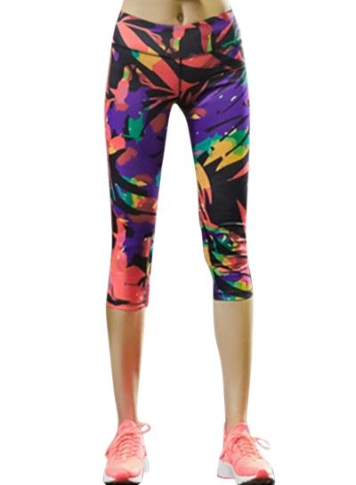 Oasap Women's Print Skinny Sports Workout Gym Yoga Cropped Pants