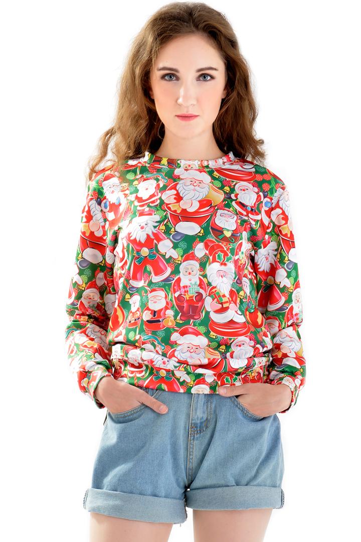 Oasap Massive Santa Claus Pattern Sweatshirt