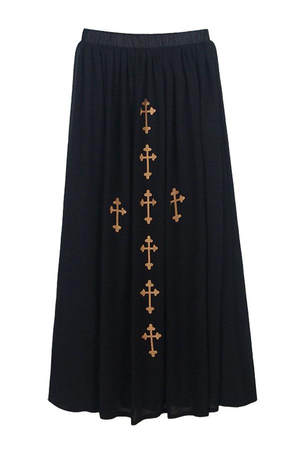 Oasap Cross Print Ankle Length Skirt
