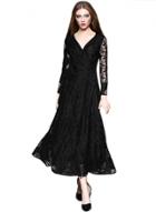 Oasap Women's Luxury Floral Lace Paneled Deep V Prom Dress