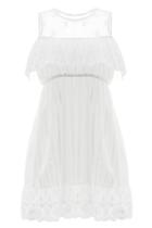 Oasap White Flap Detailings Cutout Shoulder Tank Dress With Eyelet