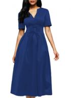 Oasap Split Neck Short Sleeve Midi Dress With Bowknots
