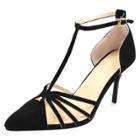 Oasap Women Fashion Ankle Buckle Strap High Heels Shoes