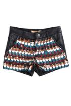 Oasap Layered Petal Faux Leather Shorts