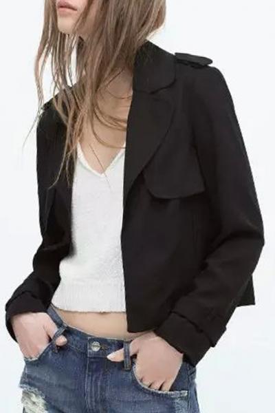 Oasap Elegant Long Sleeve Solid Patched Coat